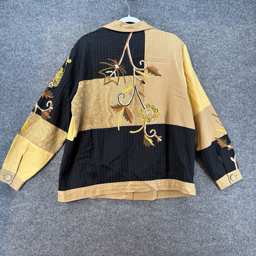 Vintage Indigo Moon Jacket Large Patchwork Button… - image 4